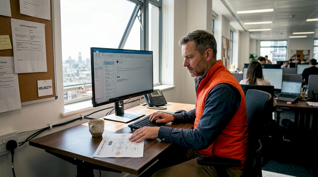 IT manager working on service automation tasks