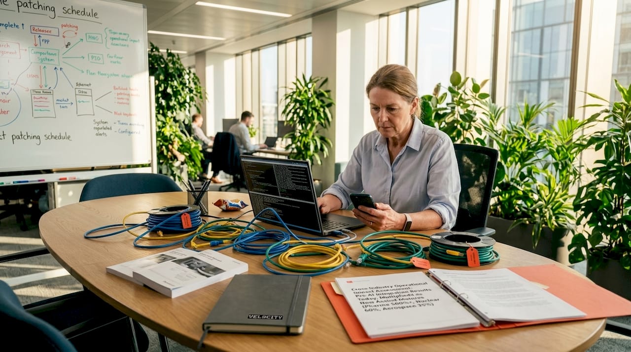 IT technician managing device patch workflow