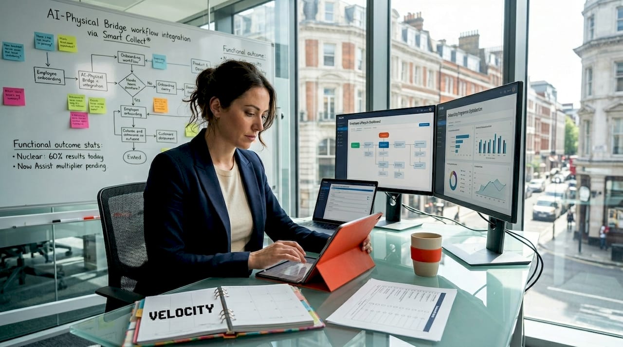 HR manager working on onboarding software