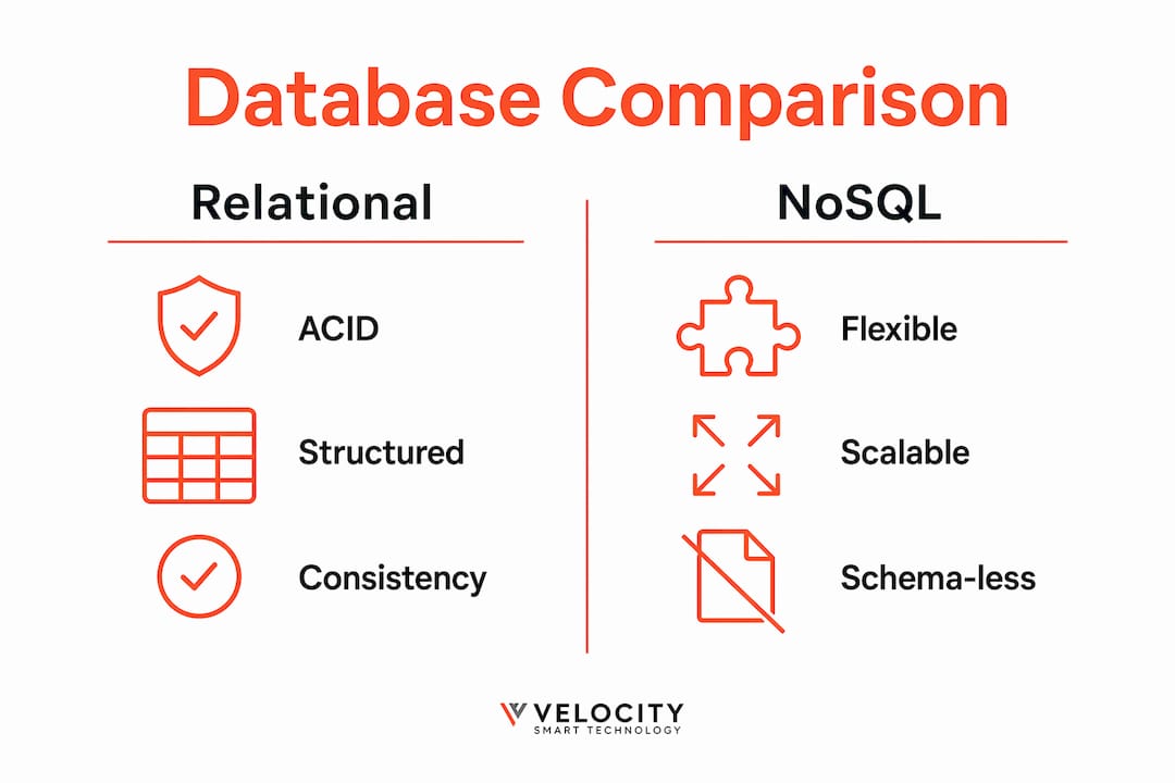 Infographic comparing relational and NoSQL databases