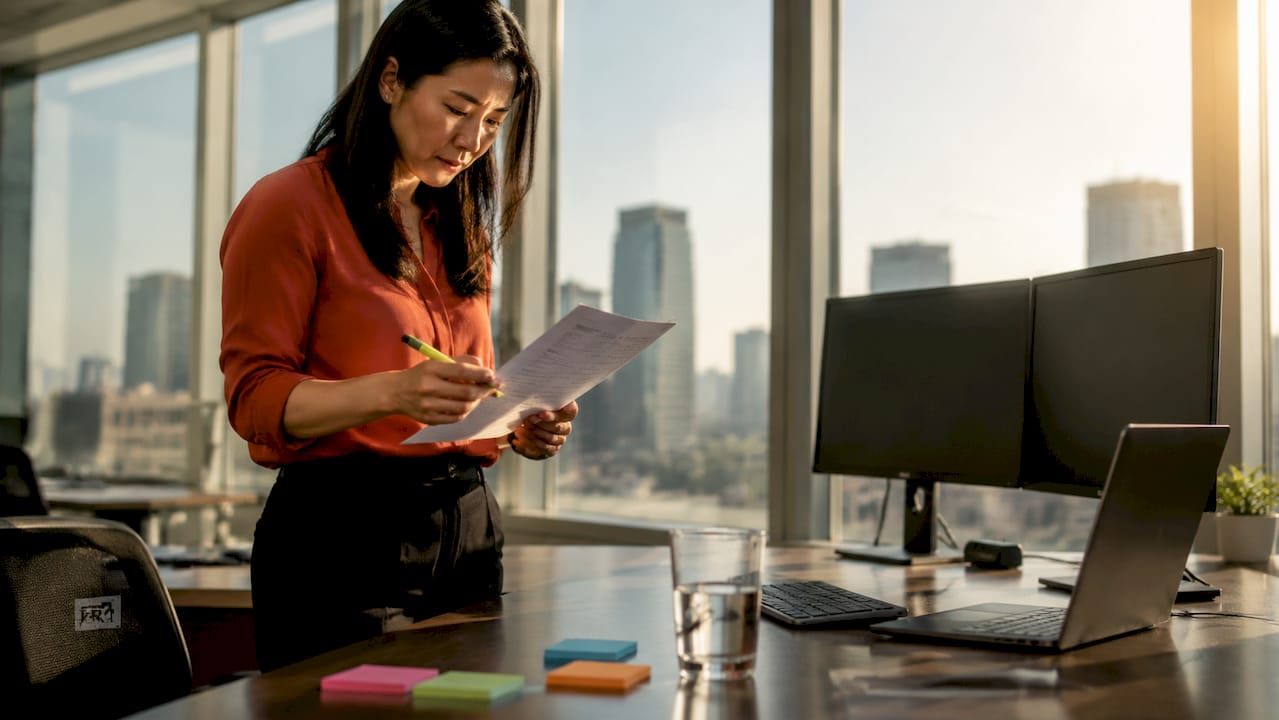 IT manager reviewing hardware checklist