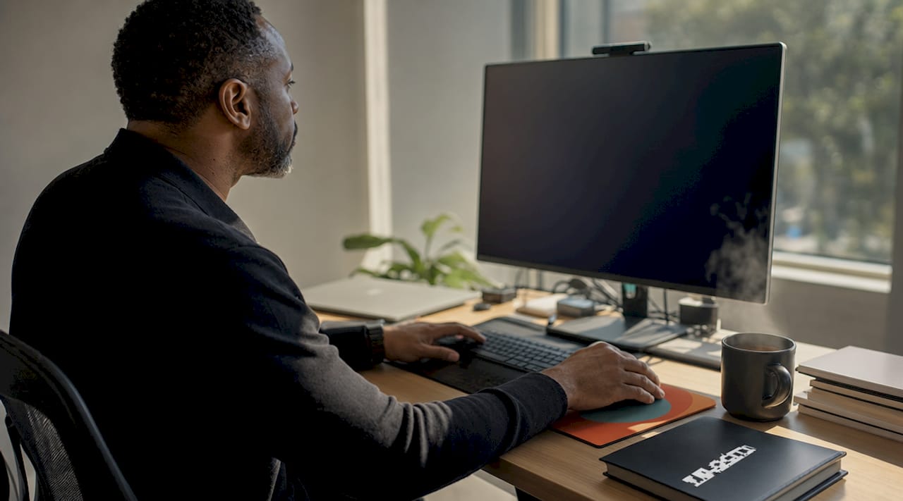IT professional using digital adoption software indoors