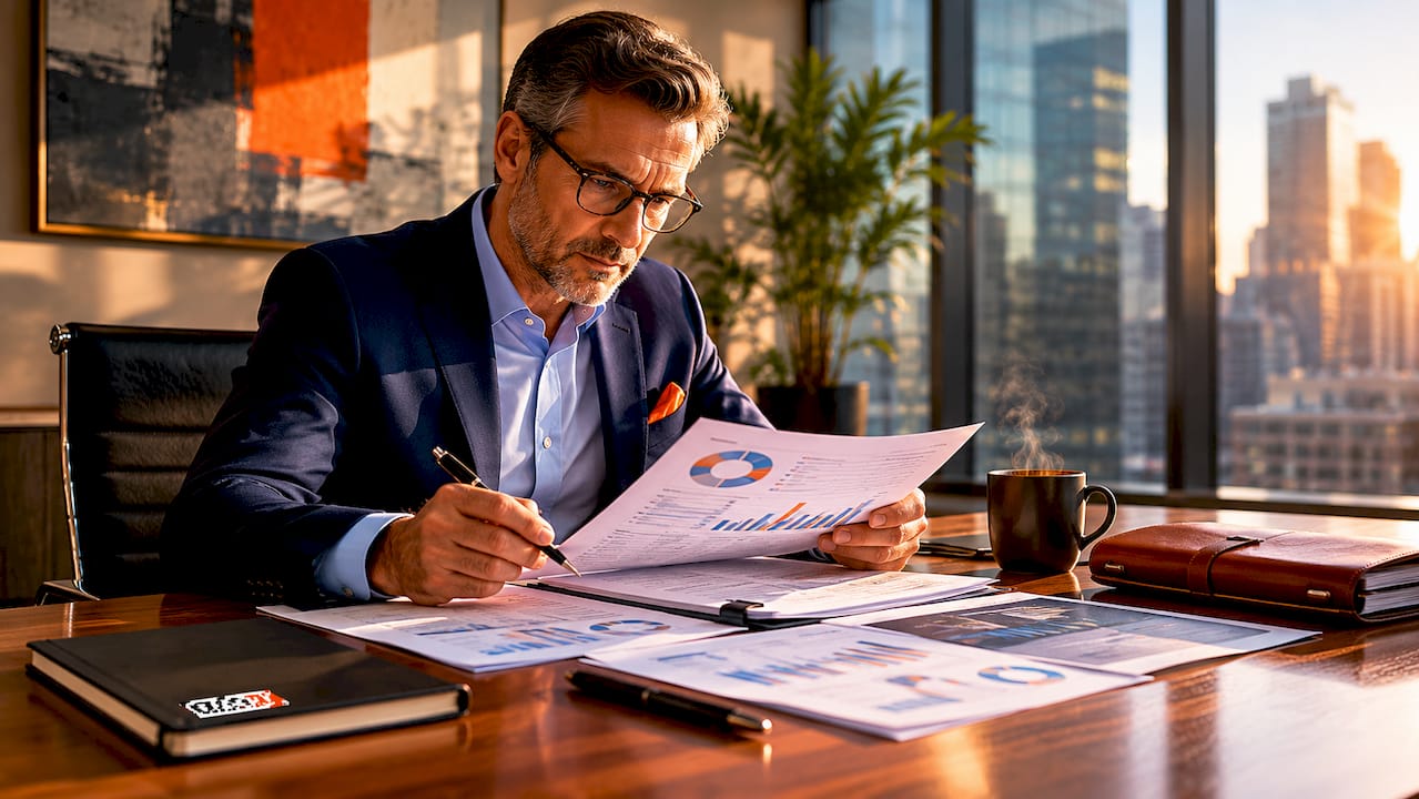 Enterprise leader reviewing asset utilisation reports
