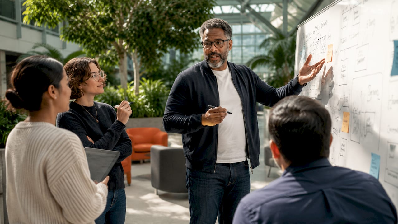 IT architect discussing AI governance framework