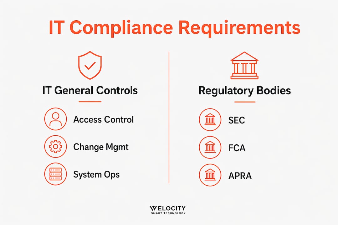 Infographic comparing IT controls and regulatory bodies