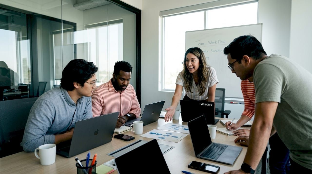 IT team collaborating on multi-agent AI platform