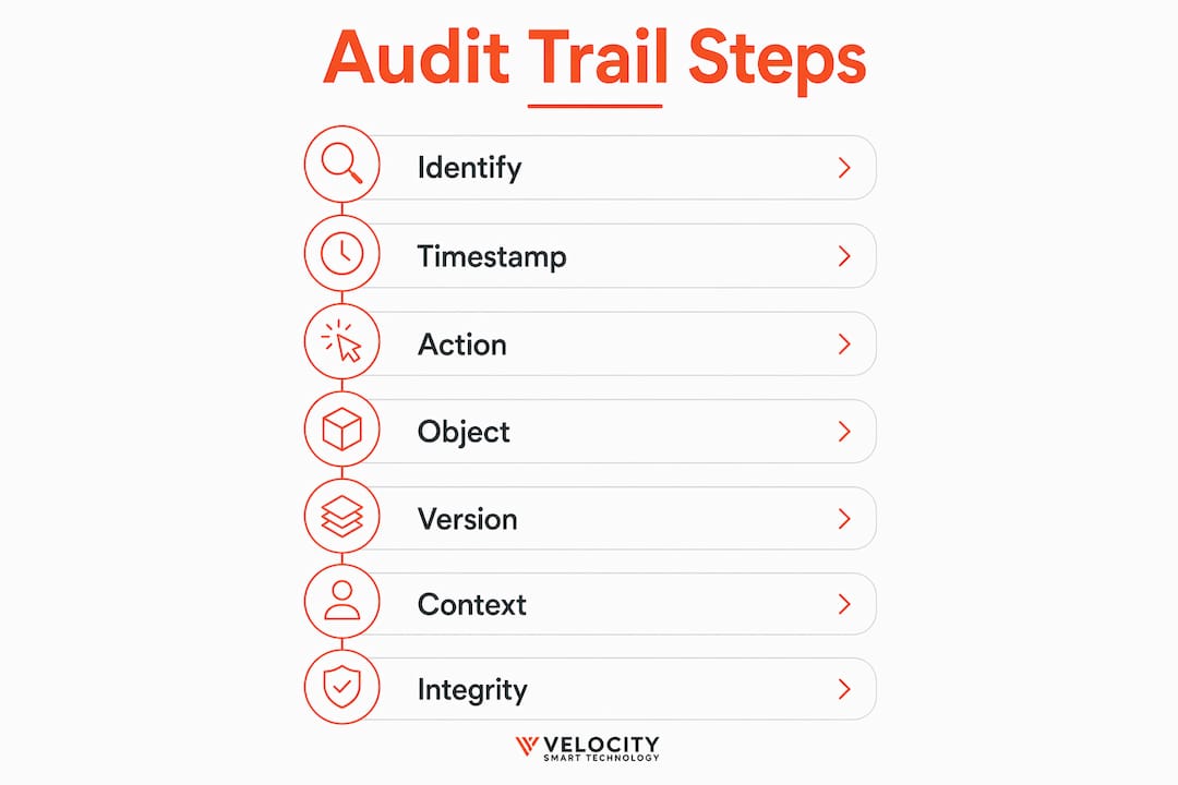 Infographic showing audit trail best practice steps