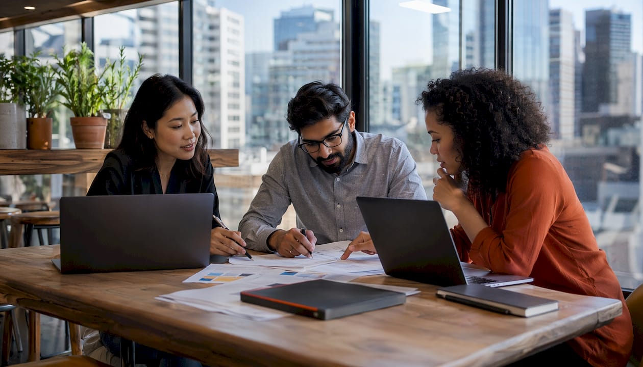 IT team collaborating on AI customer service