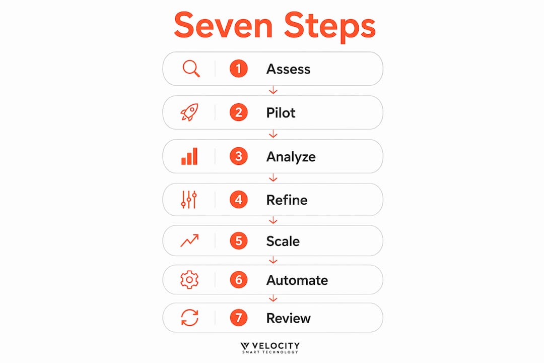 Infographic showing seven step lifecycle flow