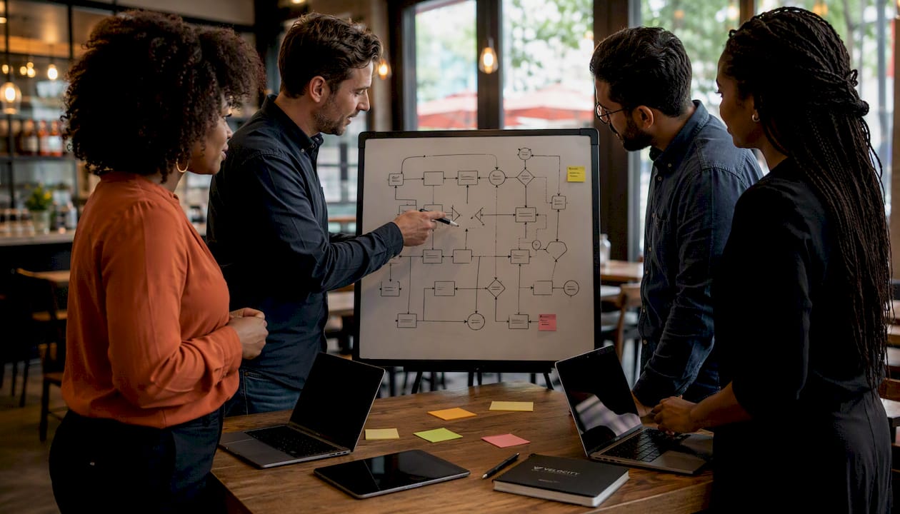 IT team discussing automation workflow