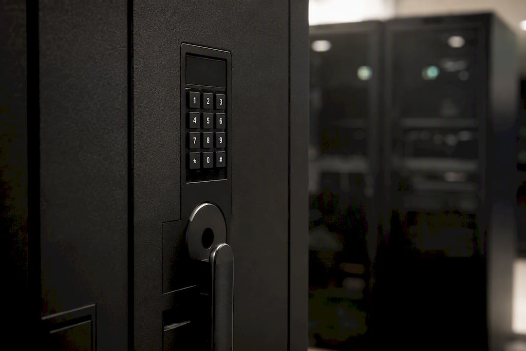 Close-up of IT locker security panel