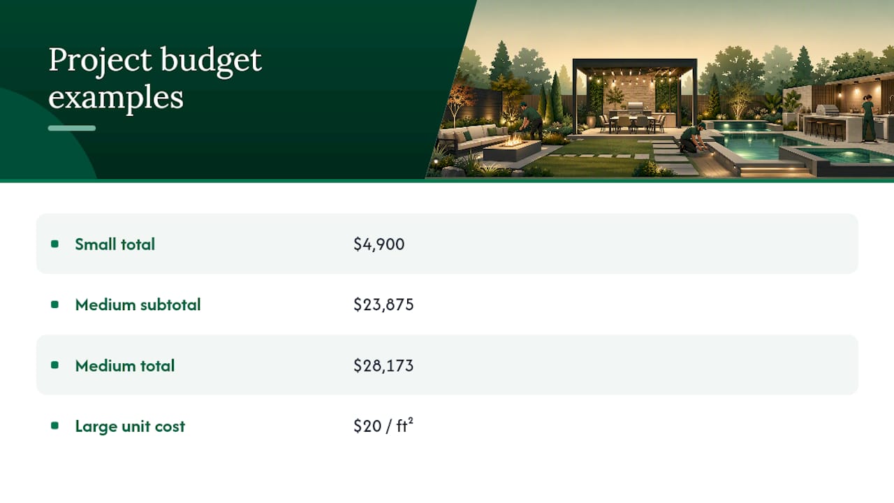 Budget comparison of small to large backyard remodel projects