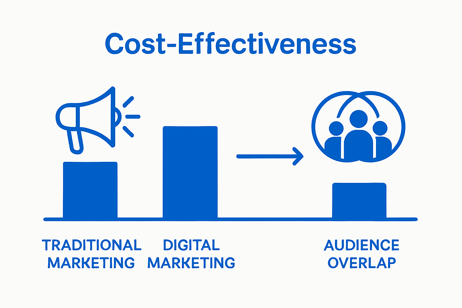 Comparison chart showing cost and reach of traditional vs digital marketing