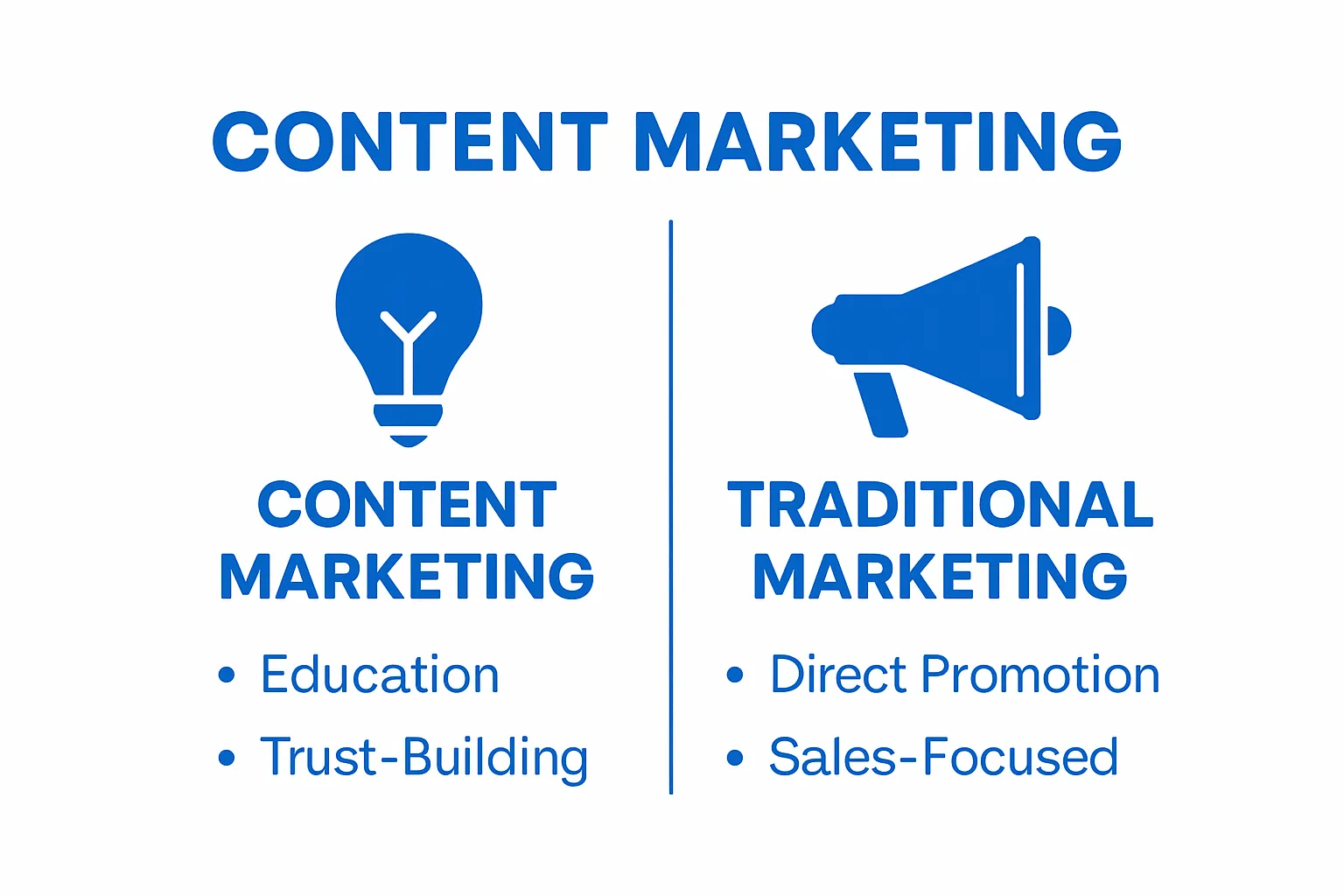 Infographic comparing content marketing and traditional marketing key points