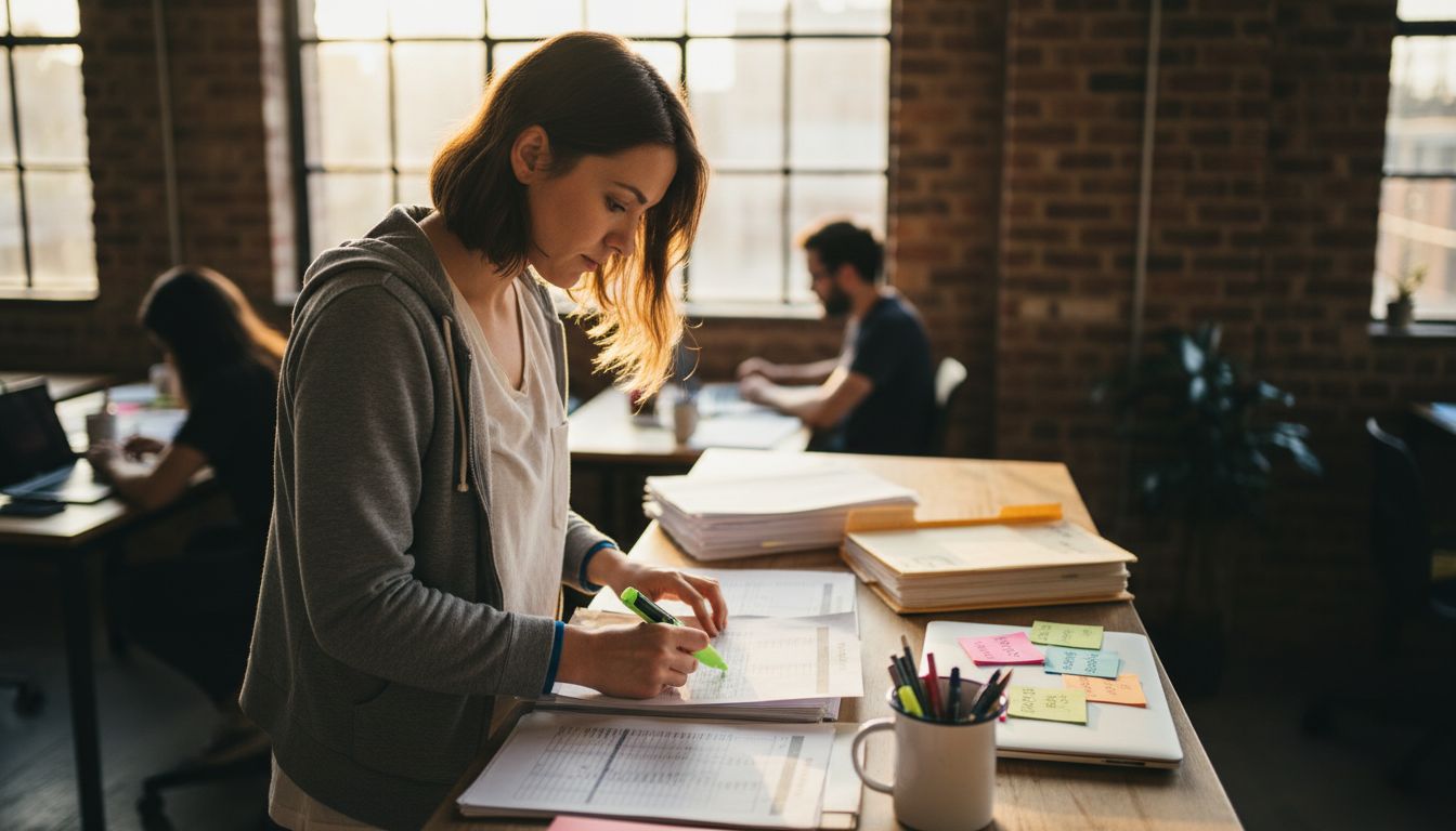 Marketing manager sorting email contacts