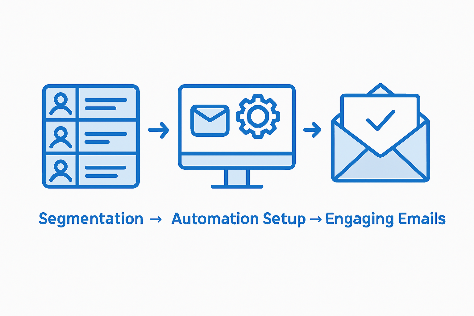 Process infographic for email automation workflow