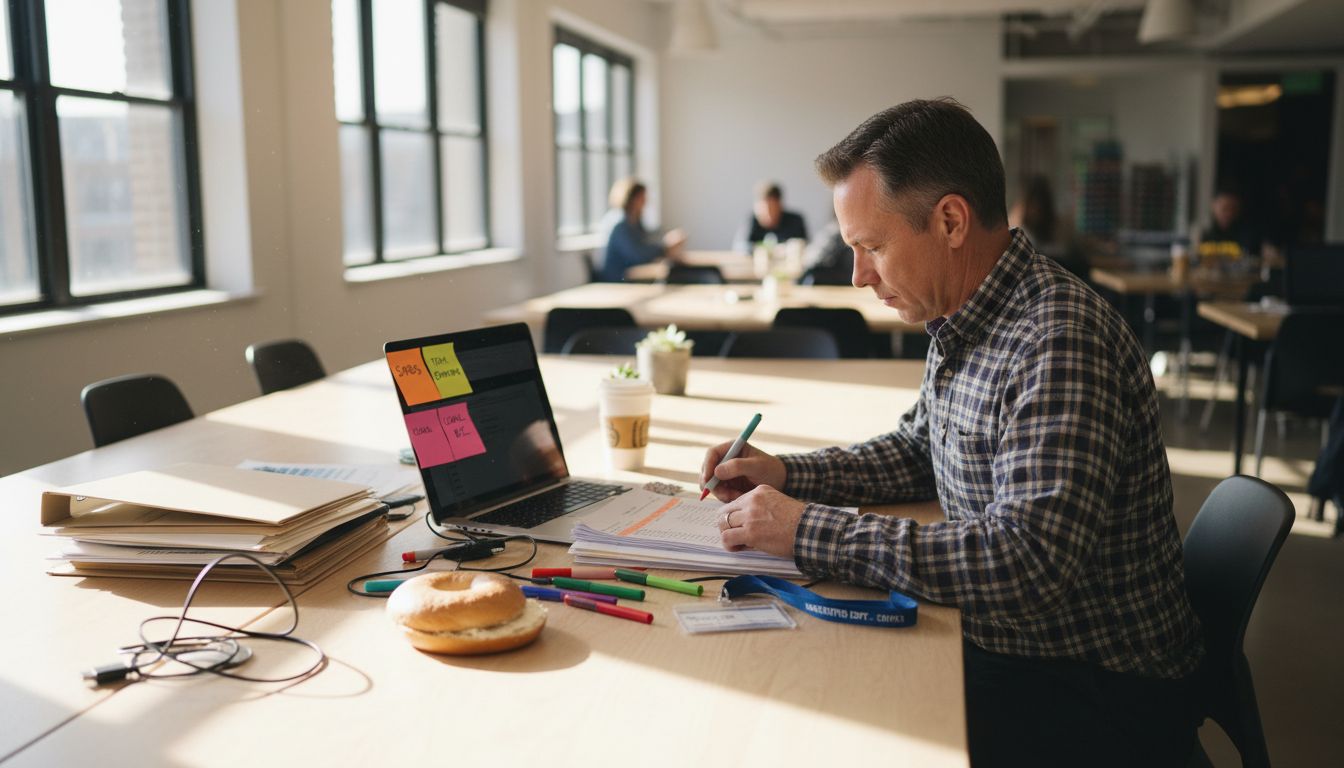 Manager organizes lead segments at desk