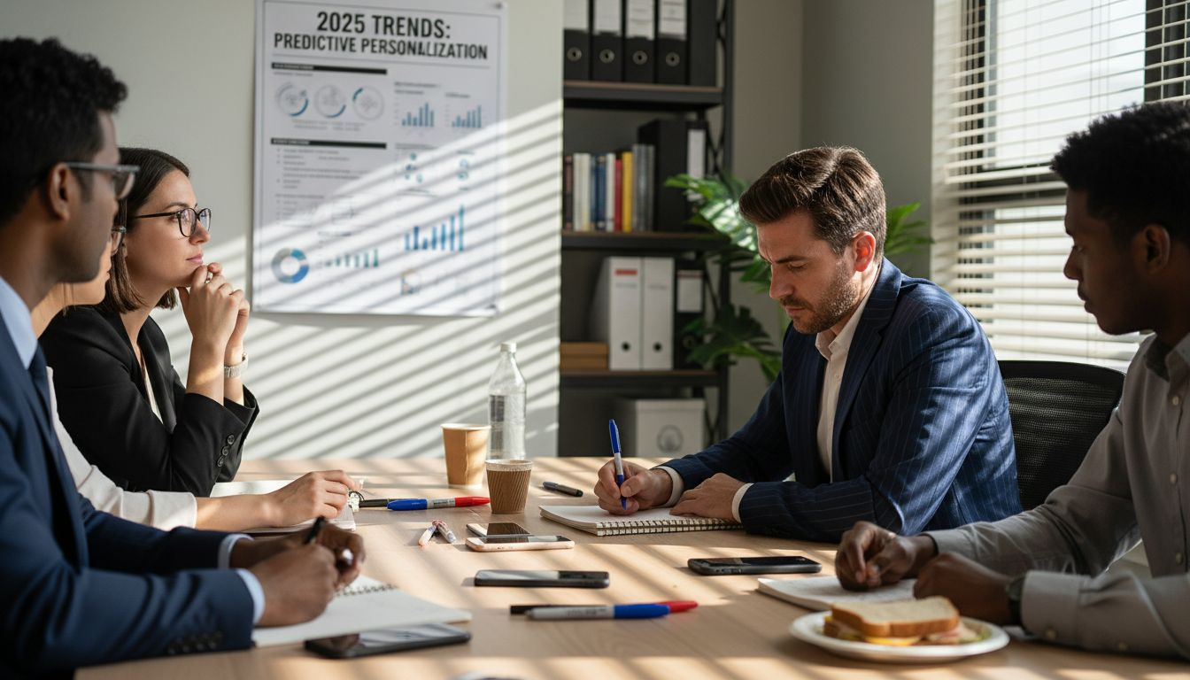 Marketing team reviewing predictive personalization trends