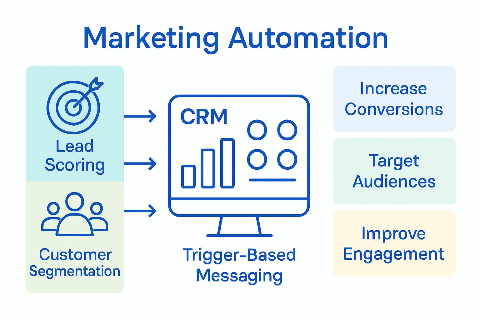 Infographic of key CRM automation terms and benefits