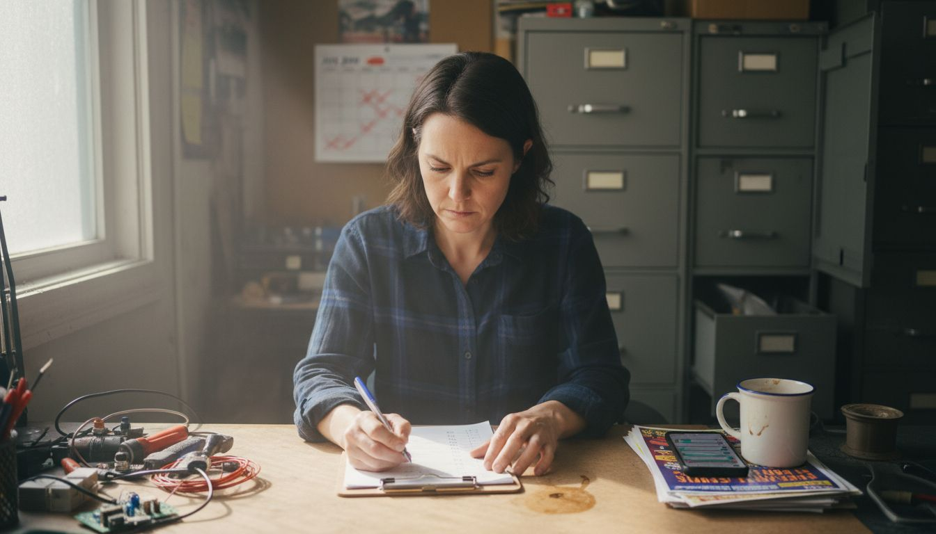 Owner reviewing marketing process checklist