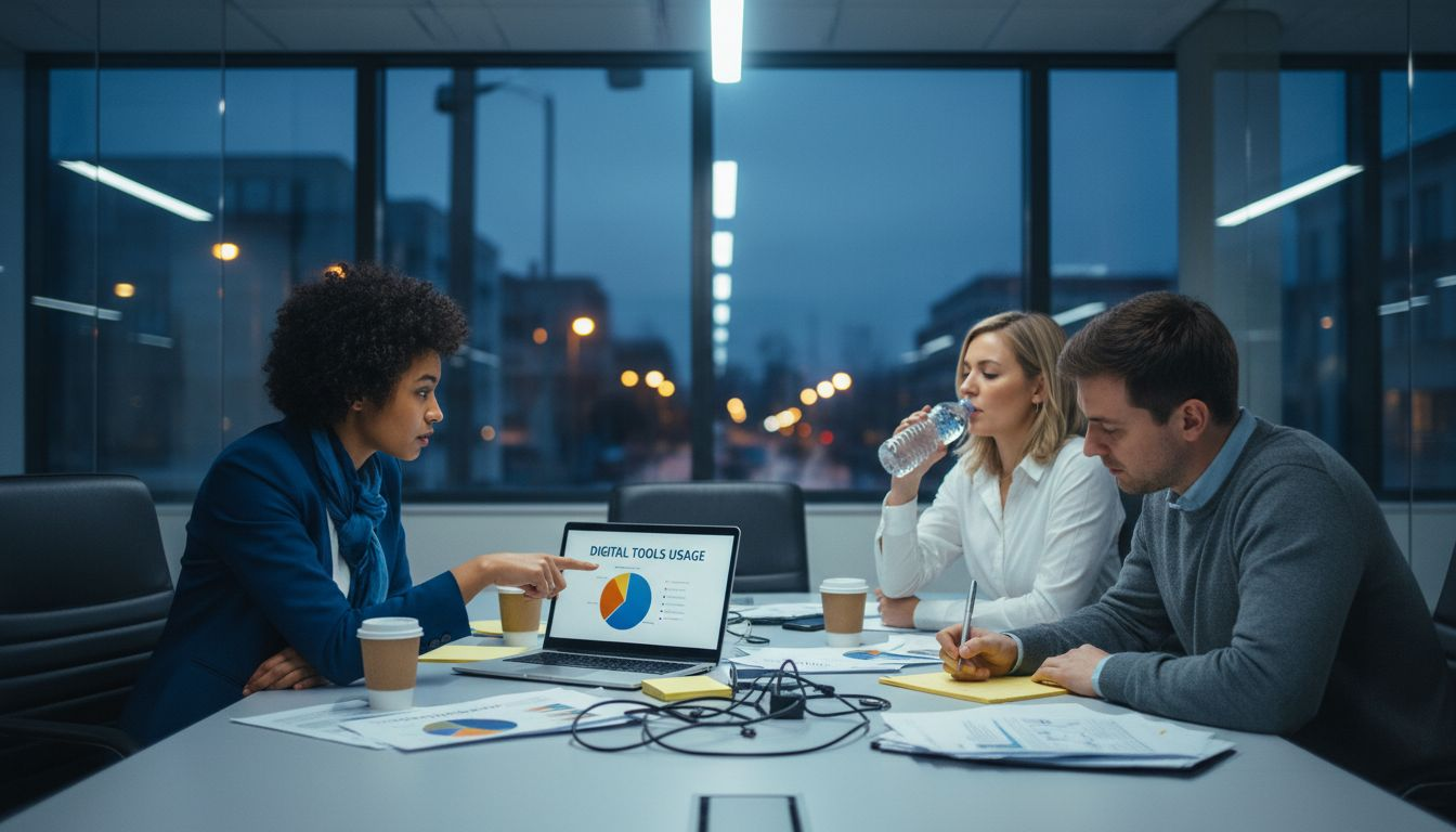 Team meeting discussing digital strategy plan