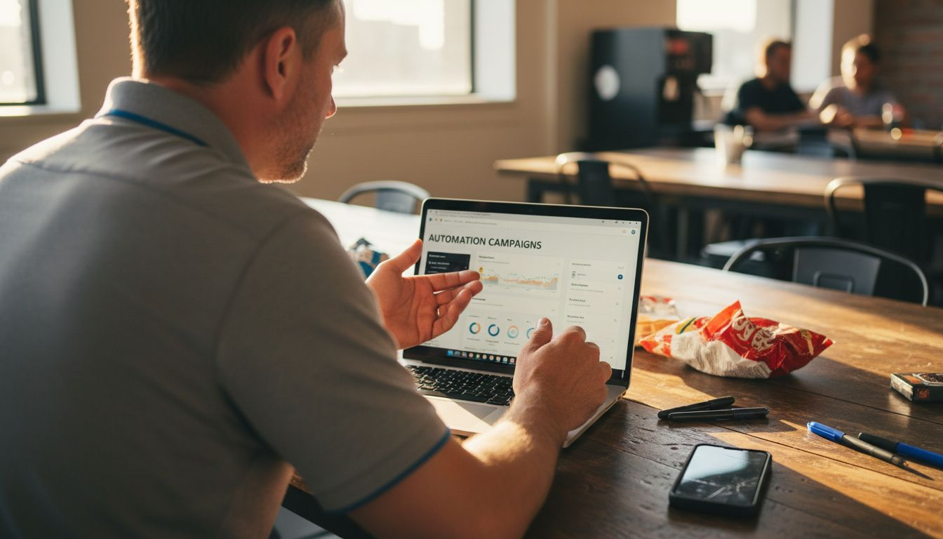Manager reviews automation software dashboard