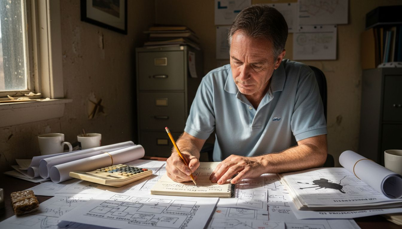 Owner mapping workflow on cluttered desk