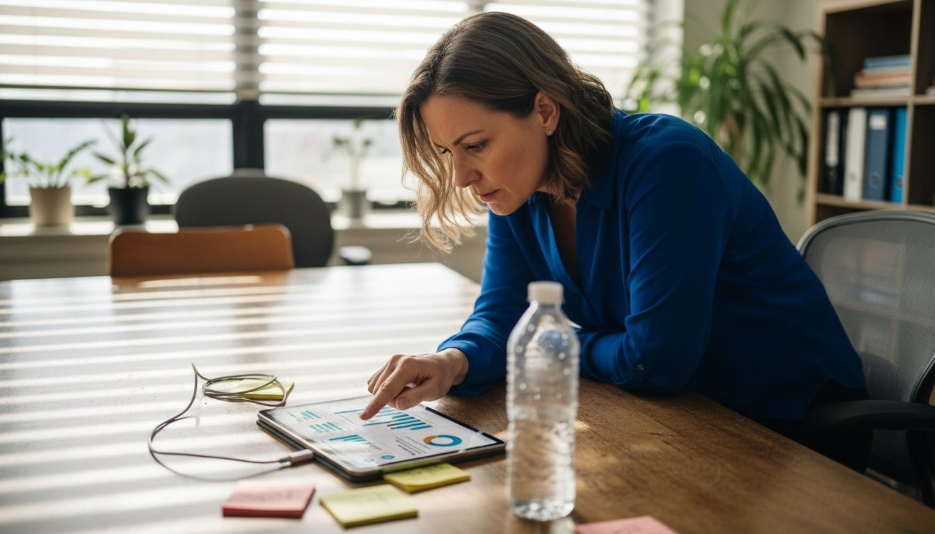 Manager discussing integrated CRM dashboard screens