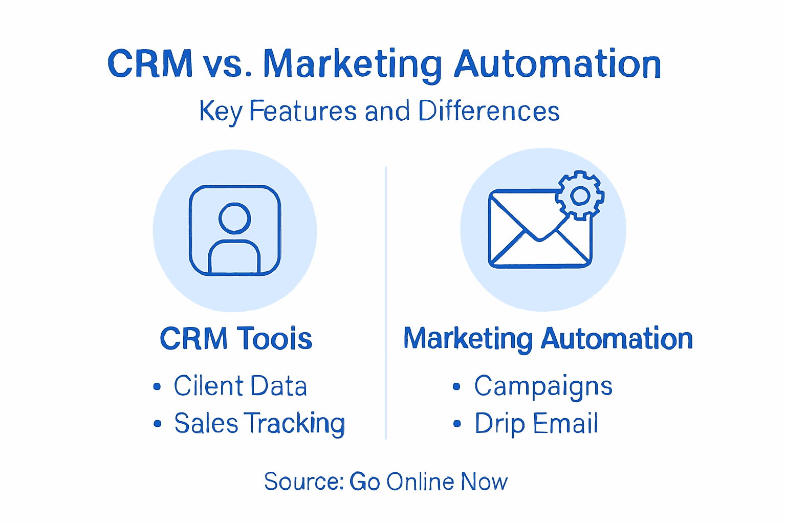 Infographic comparing CRM and marketing automation