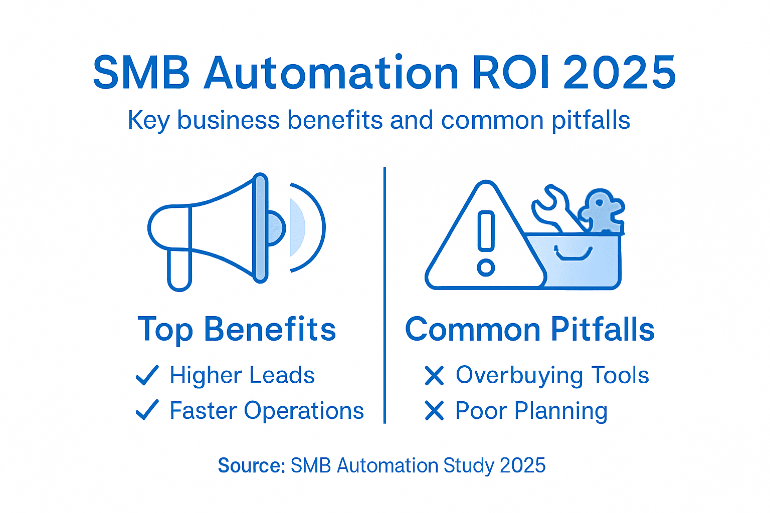 Infographic on SMB automation ROI and pitfalls