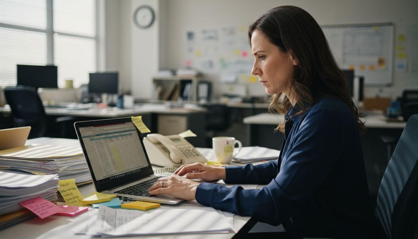 Sales associate manually updates spreadsheet