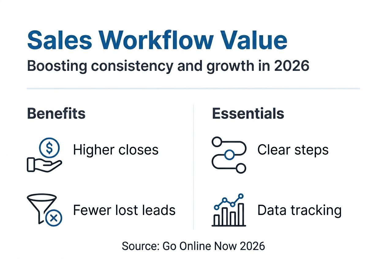 Infographic showing sales workflow value and essentials