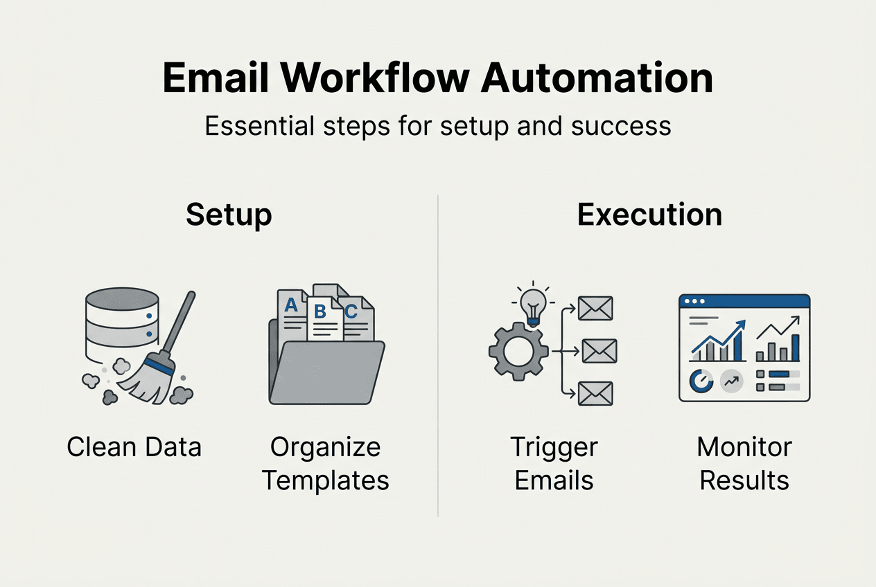 Infographic covering email workflow automation steps