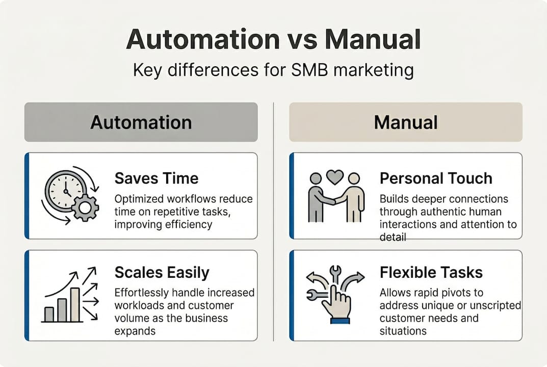 Infographic comparing automation and manual marketing