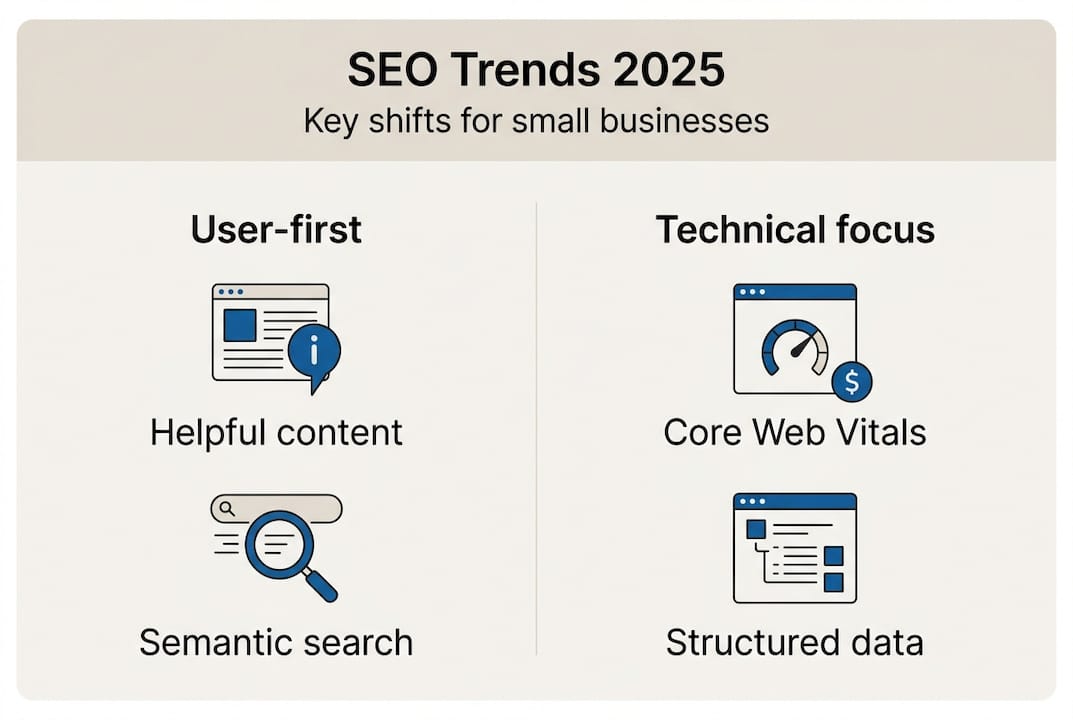 Infographic summarizing SEO trends for SMBs