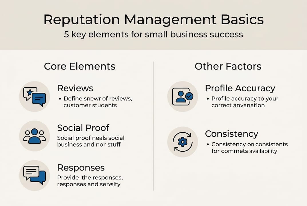 Infographic with reputation management core elements