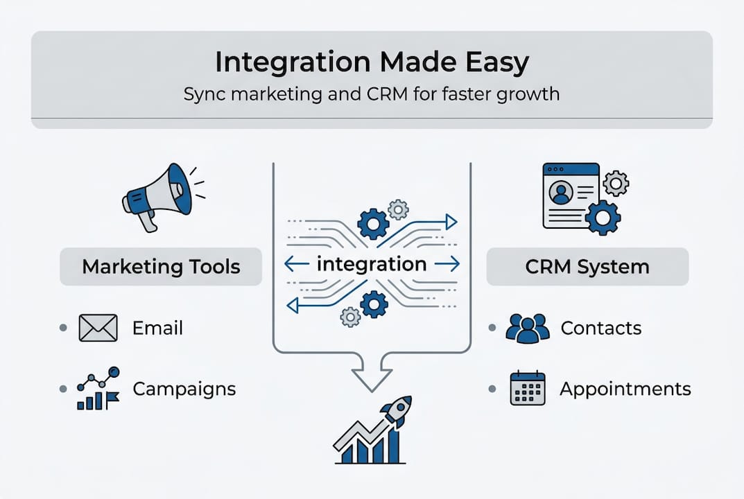 Infographic showing integration between CRM and marketing