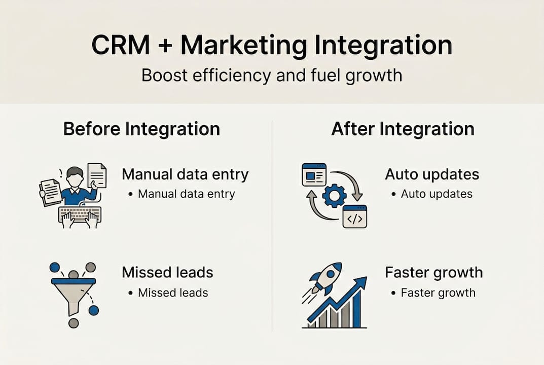 Infographic comparing pre and post integration benefits