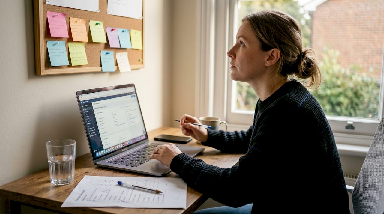 Marketing coordinator updating CRM checklist