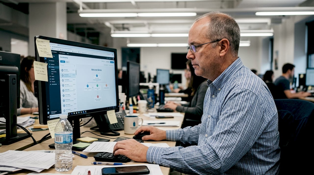 Man segments email list for drip campaign