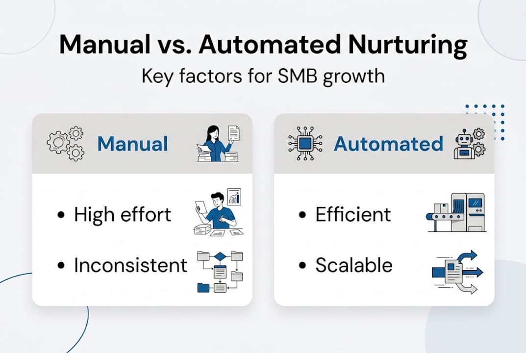 Infographic comparing manual and automated nurturing