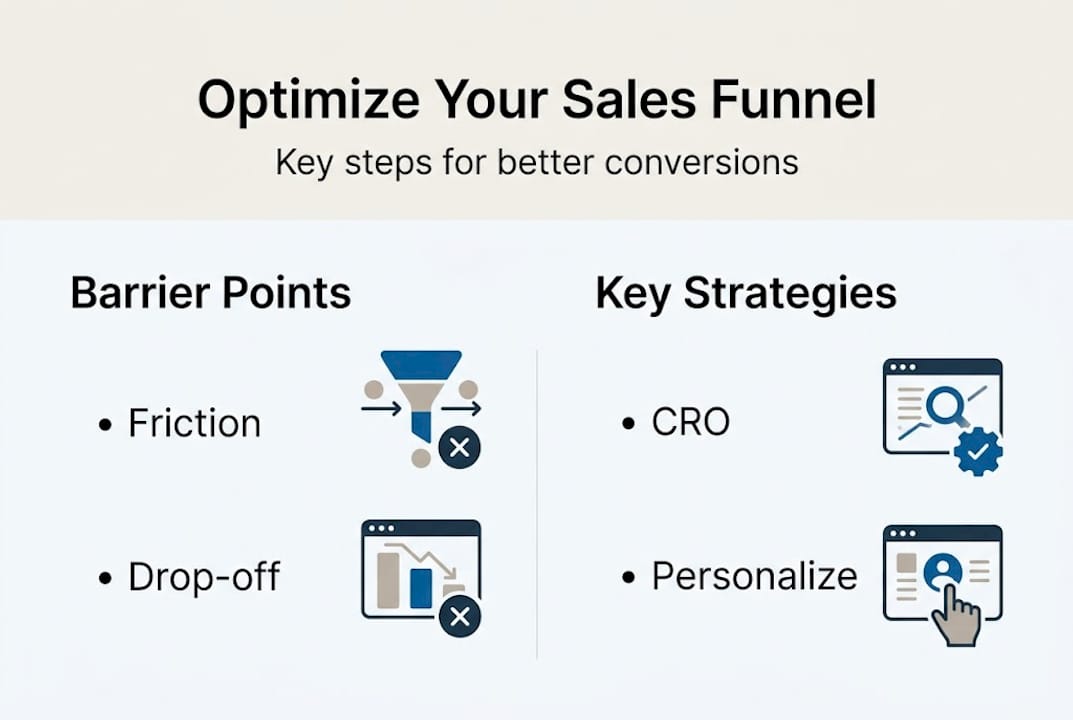 Infographic summarizing sales funnel optimization steps