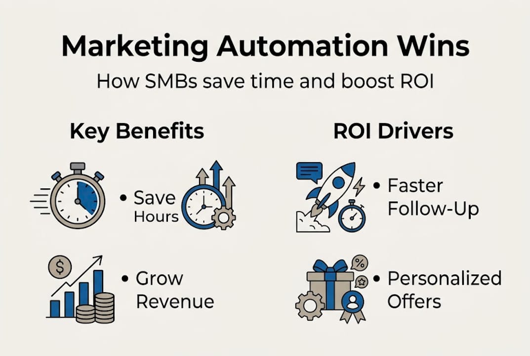 Infographic listing SMB marketing automation benefits