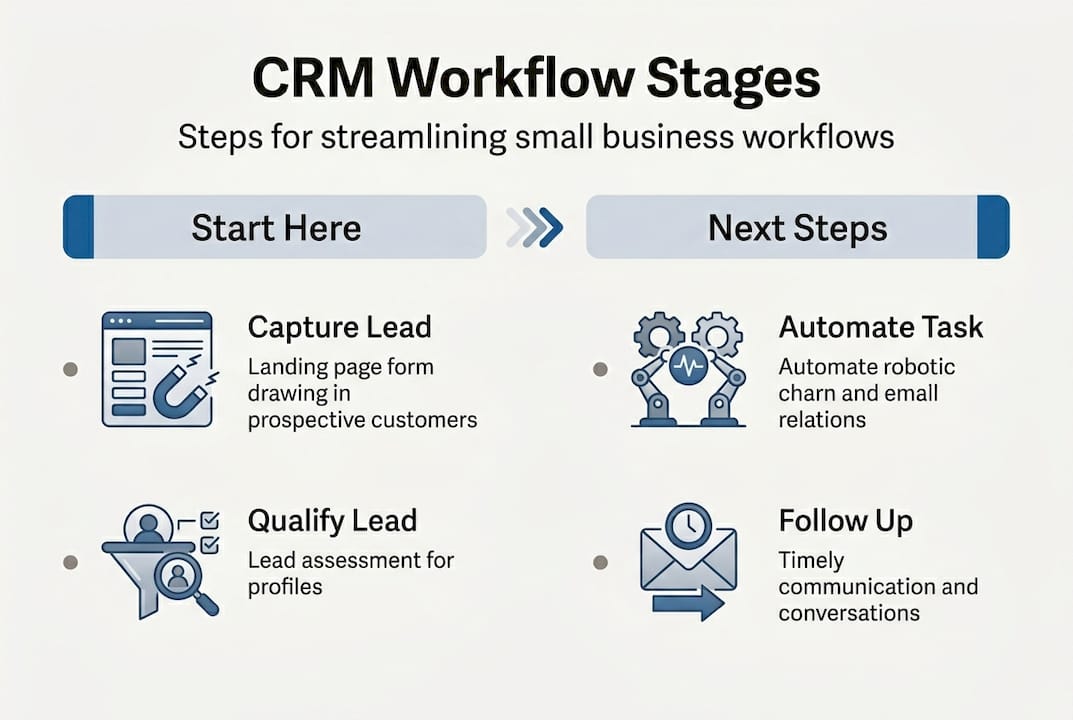 Infographic showing CRM workflow stages overview