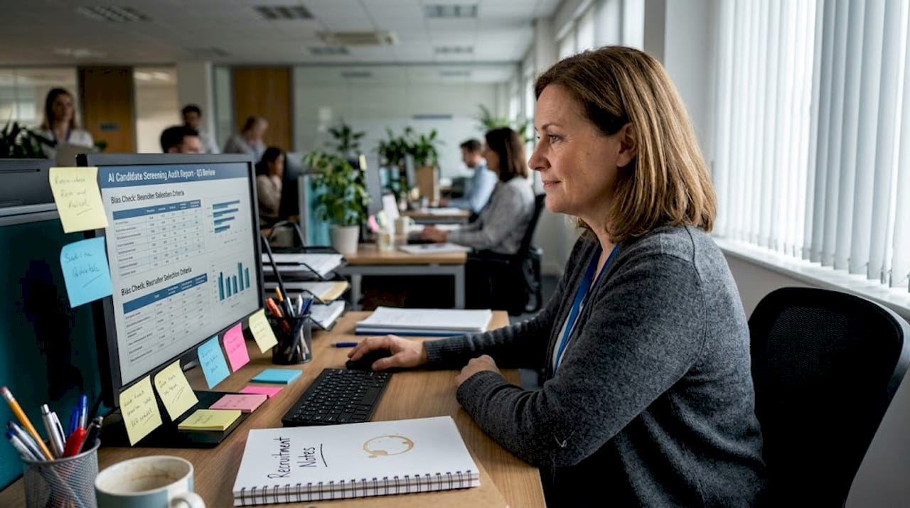 HR professional audits digital recruitment tool