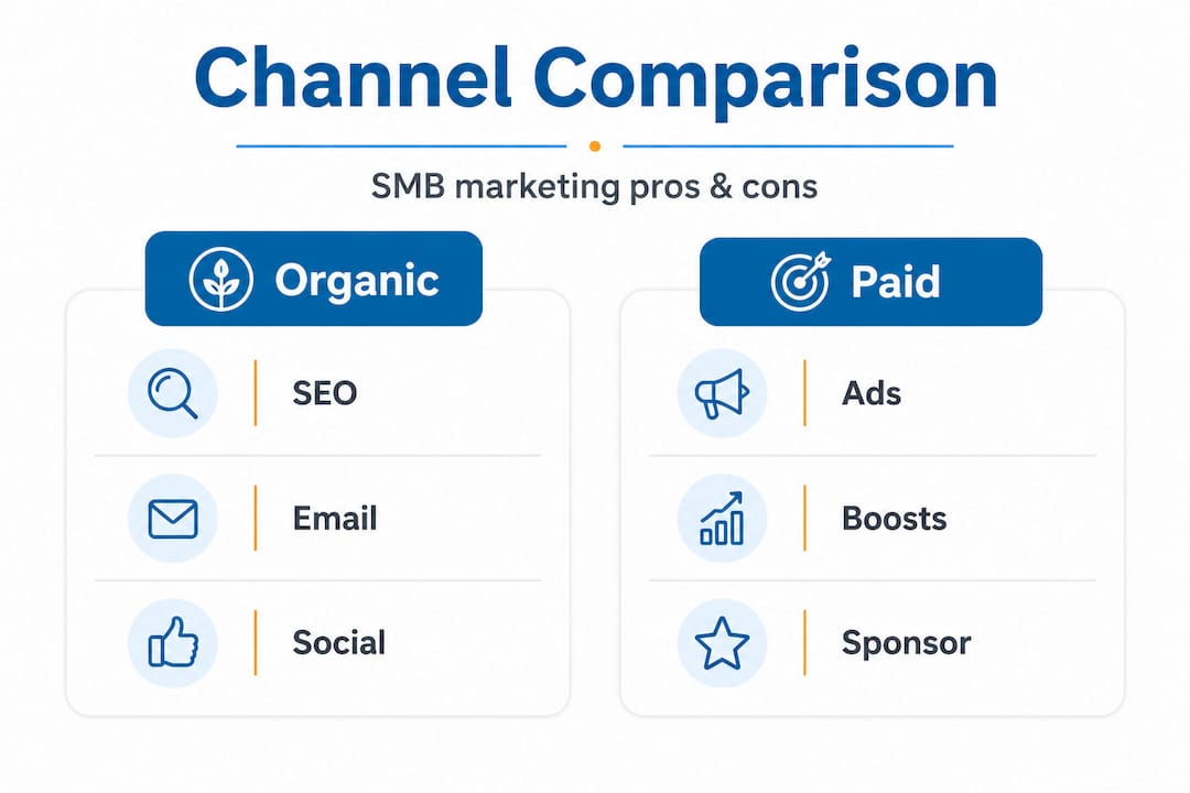 Infographic comparing organic versus paid channels