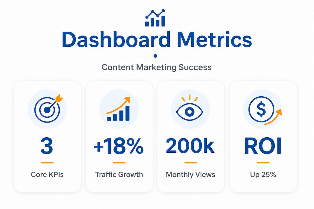 Infographic with key dashboard metrics for content marketing