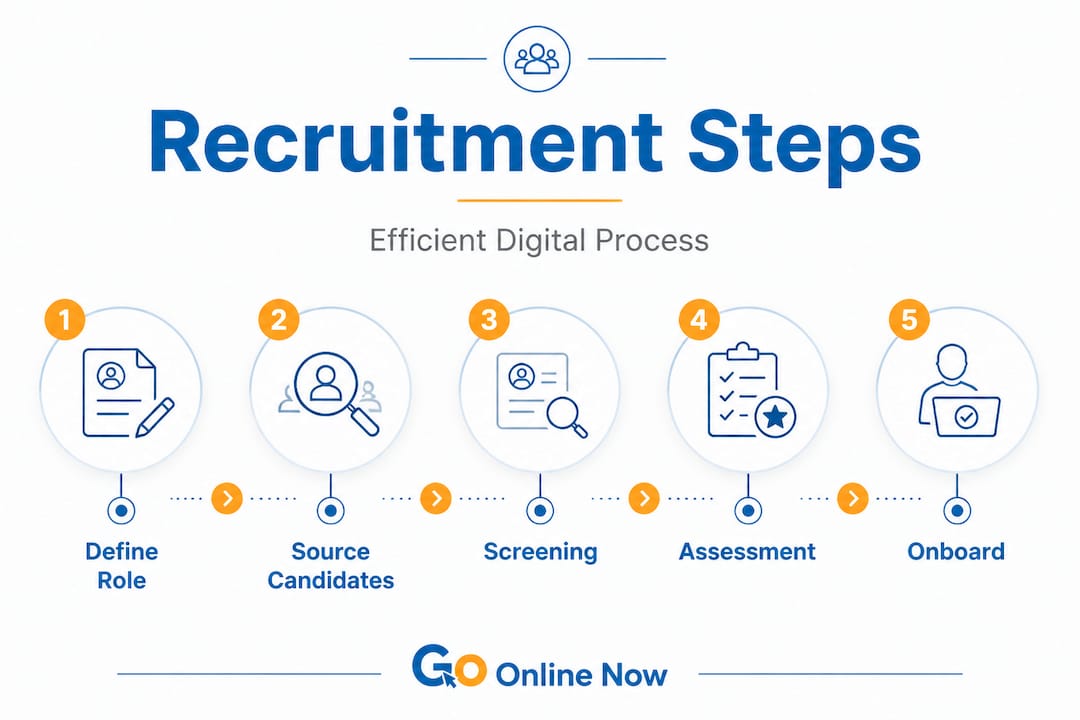 Infographic showing five digital recruitment steps