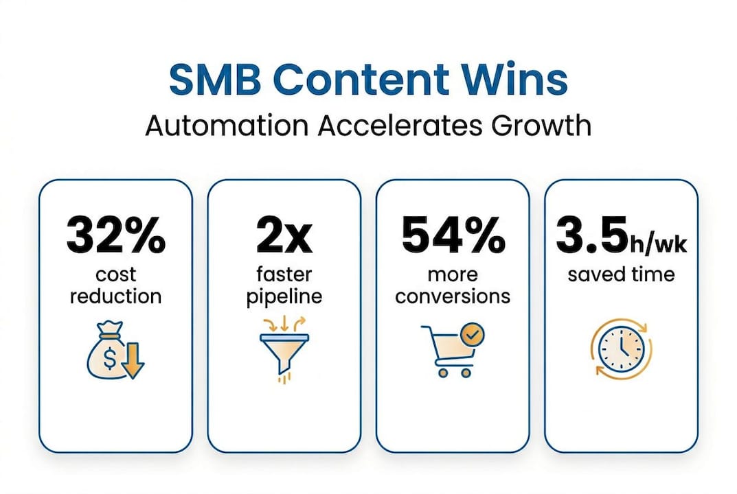 Infographic highlighting automation wins for SMB content