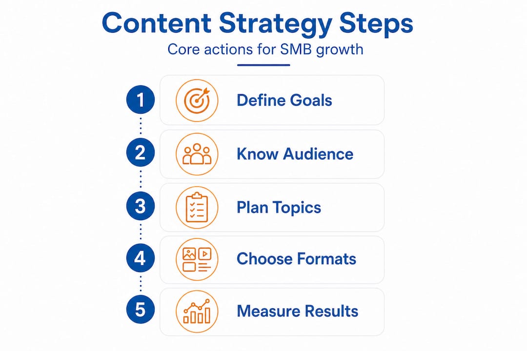 Infographic showing digital content strategy steps